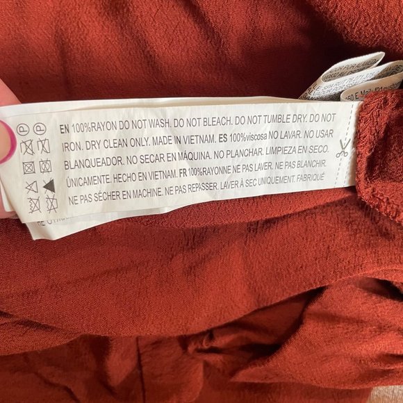 Forever 21 Boho Bat Wing Cold Shoulder Sleeves Rust Cropped Top Blouse Size M - Picture 11 of 12